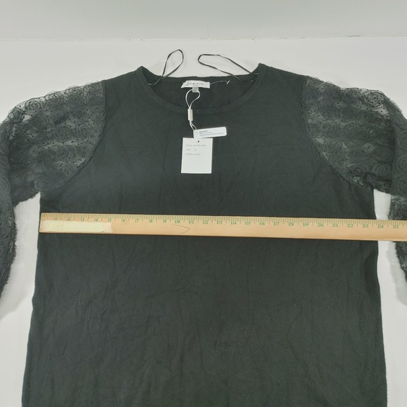 Sioni Milano Black Lace Sleeve Pullover Top Plus Size 1X New with Tags - Picture 4 of 8